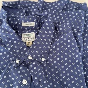 J. Crew Long-Sleeve Button Down - Classic Fit, M in Blue w/ White Star Motif